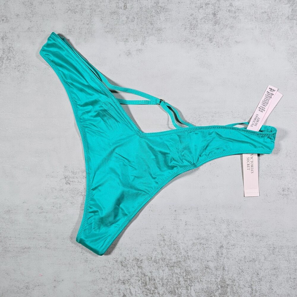 Victoria's Secret VERY SEXY Green Smooth Strappy Back High Leg Thong Panty L